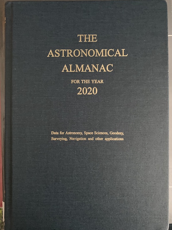 Cover of Astronomical Almanac for the Year 2020